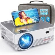 Native 1080P WiFi Bluetooth Projector, DBPOWER 8000L Full HD Outdoor Movie Projector Support iOS/Android Sync Screen&Zoom, Home Theater Video Projector Compatible w/PC/DVD/TV/Carry