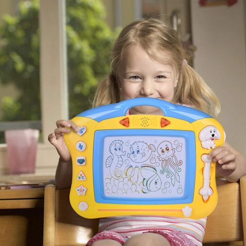  [아마존베스트]FUN LITTLE TOYS 2 Pack Magnetic Drawing Board for Kids with Light and Sound, 11.8 X 15 Sketch Doodle Board Toddler Toys Educational Toys, Best Choice for Birthday Gifts