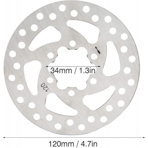  Dilwe 120 Brake Disc,Durable Stainless Steel Electric Scooter Skateboard Rotor Pad Electric Scooter Brake Disc Replacement Parts 34 Inner Diameter