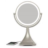 IHome iHome All-in-One, 7X Magnify, 9 2-Sided LED Makeup Mirror, Bright LED Light Up Mirror, Natural Light, Double-Sided Vanity Mirror, Hands-Free Bluetooth Speakerphone, Bluetooth Audio