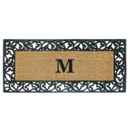 Nedia Home Acanthus Border with Rubber/Coir Doormat, 24 by 57-Inch, Monogrammed M