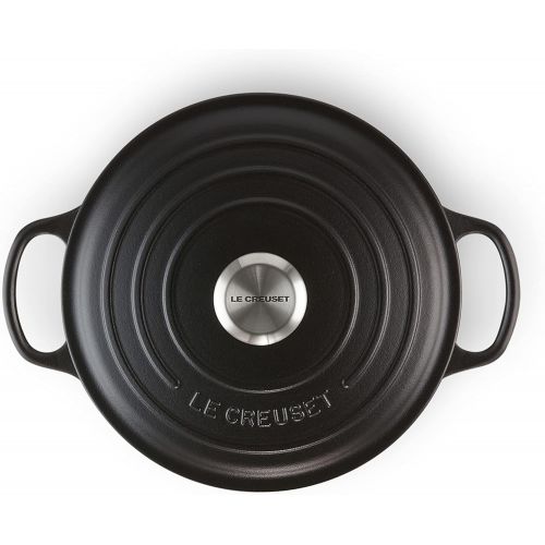 르크루제 Le Creuset Signature Cast Iron Round Casserole, 28 cm - Satin Black