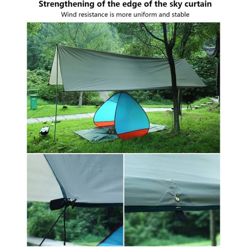  SHIJIANX Hammock Rain Fly Tent Tarp,Camping Tarp Rain Fly Tent with Support,Portable Lightweight Waterproof Windproof Snowproof Camping Shelter for Camping Outdoor Travel,Multiple