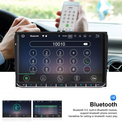  Vanku Android 10 Car Radio for VW Radio with Sat Nav 9 Inch Touchscreen Supports Qualcomm Bluetooth 5.0 DAB + WiFi 4G Android Car 2 Din