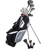 M5 Men's Complete Golf Clubs Package Set Includes Titanium Driver, S.S. Fairway, S.S. Hybrid, S.S. 5-PW Irons, Putter, Stand Bag, 3 H/C's