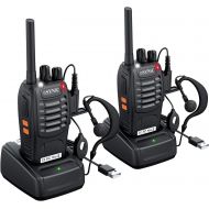 [아마존베스트]eSynic Rechargeable Walkie Talkies with Earpieces 2pcs Long Range Two-Way Radios 16 Channel UHF USB Cable Charging Walky Talky Handheld Transceiver with Flashlight