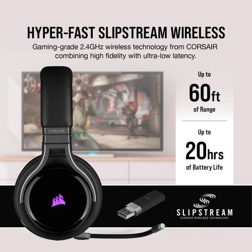 커세어 [아마존베스트]Corsair Virtuoso RGB Wireless Gaming Headset - High-Fidelity 7.1 Surround Sound w/Broadcast Quality Microphone - Memory Foam Earcups - 20 Hour Battery Life - Works with PC, PS5, PS
