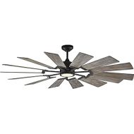 Monte Carlo 14PRR62AGPD Prairie Windmill Energy Star 62 Outdoor Ceiling Fan with LED Light and Hand Remote Control, 14 Wood Blades, Aged Pewter