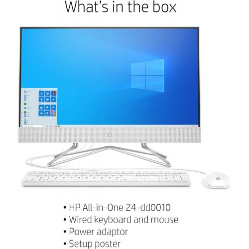에이치피 [아마존베스트]HP 24-inch All-in-One Desktop Computer, AMD Athlon Silver 3050U Processor, 8 GB RAM, 256 GB SSD, Windows 10 Home (24-dd0010, White)