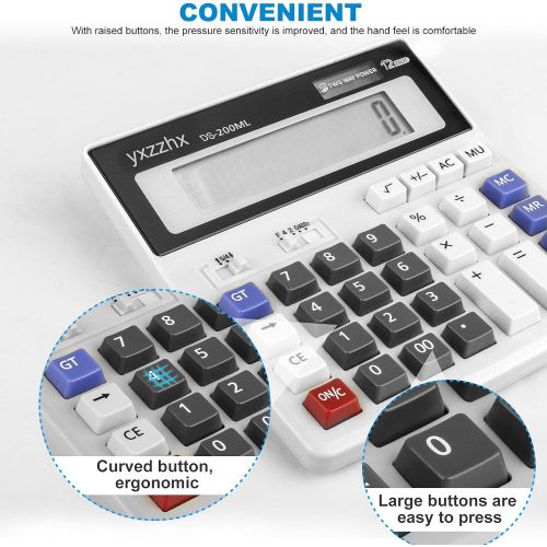  Yxzzhx Desk Calculator, Two Way Power Battery and Solar Calculators Desktop, Big Buttons Easy to Press Used as Office Calculators for Desk, 12 Digit Calculators Large Display Clearly