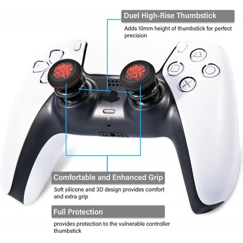  [아마존베스트]PlayRealm FPS Thumbstick Extender & Print Rubber Silicone Grip Cover Thumb Grip Attachments 2 Sets for PS5 & PS4 Controllers (Old Old)