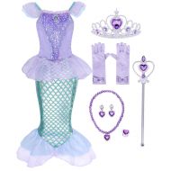 HenzWorld Little Mermaid Costume Dress Ariel Princess Girls Birthday Party Cosplay Outfit
