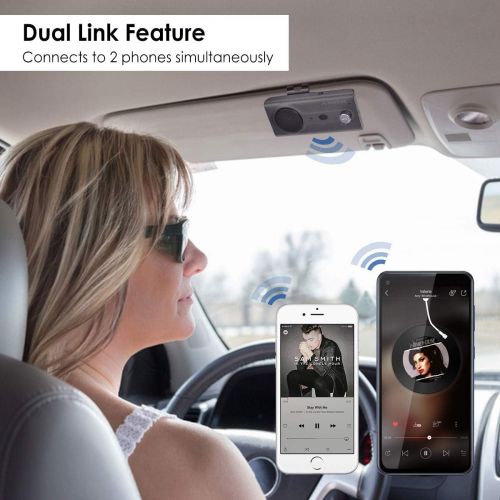  [아마존베스트]Avantree CK11 Car Bluetooth Hands-Free Kit Car Kit for Sun Visor, Loud Speaker, Siri Google Assistant Support, Volume Control, Motion Car On - Titanium