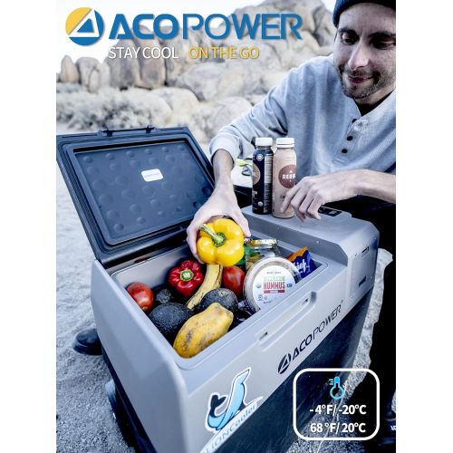  ACOPOWER LiONCooler X30A Rechargeable Solar Fridge Freezer, Snap-in Battery, Solar/AC/Car Charging, App Control, 0℉～50℉, 6” Large Wheels (32 Quarts)