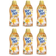 Vernel  Concentrated Fabric Softener, Aromatherapy Frangipani Flowers and Cotton Oil Scent 1 Litre /33.81fl.oz, pack of 6