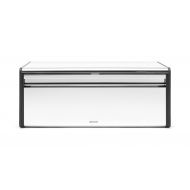 Brabantia Fall Front Bread Box - Brilliant Steel with Black Sides, 163463