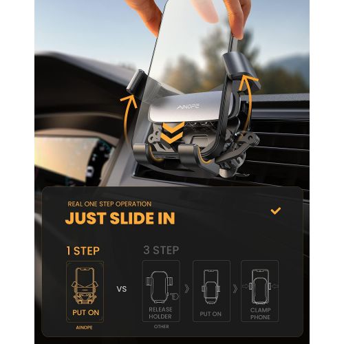  [아마존베스트]AINOPE Car Phone Holder Mount, Gravity Phone Holder for Car Vent with Upgraded Hook Clip Auto Lock Hands Free Air Vent Cell Phone Car Mount Compatible with 4-6.7 inch Smartphone