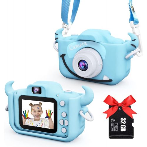  [아마존베스트]TONDOZEN Kids Camera for Girls and Boys, Kids Digital Dual Camera 2.0 Inches Screen 20MP Video Camcorder Anti-Drop Children Cartoon Selfie Camera, Camera for Kids with Games, Birthday Gift,