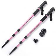 Crown Sporting Goods 2-pack Trekking Pole & Womens Walking Staff | Strong Lightweight Aluminum | Telescoping 53 Length Collapses to 23 | All-terrain: Interchangeable Carbonite Ice Pick Tip, Rubber Tip,
