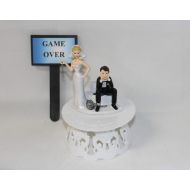 Custom Designed by Suzanne Wedding Party Reception Game Over Sign sassy bride Ball & Chain Cake Topper