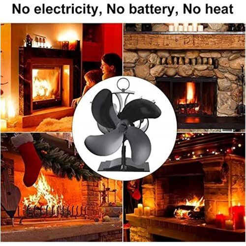  JIU SI Silent Heating Fan 5 Blades Fireplace Stove Ventilator, Fireplace Tools Heat Operated Stove Fan Large Rooms for Wood Burning stoves Wood Burning stoves Environmentally Frien