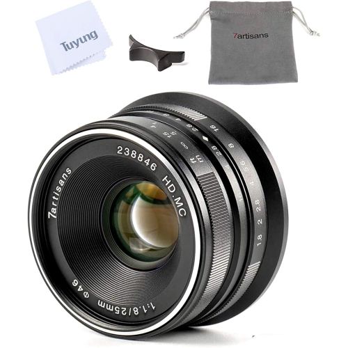  7artisans 25mm F1.8 Manual Focus Lens for Panasonic and Olympus Cameras Micro M4/3 Mount - Black