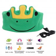 ABOGALE Children Headband Headphone Music Headband, Comfortable Volume-Limited Soft Fleece Headband for Kids(Green Frog)