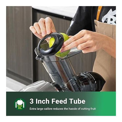  Cold Press Juicer, Aobosi Slow Juicer Machines with XL Tube, 2 Modes, Quick Clean Technology, Drip Stop, Easy Assembly, Masticating Juicer for Vegetable and Fruit, 150W, Gray