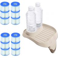 Intex PureSpa Attachable Cup Holder and Refreshment Tray with 12 S1 Pool Filters