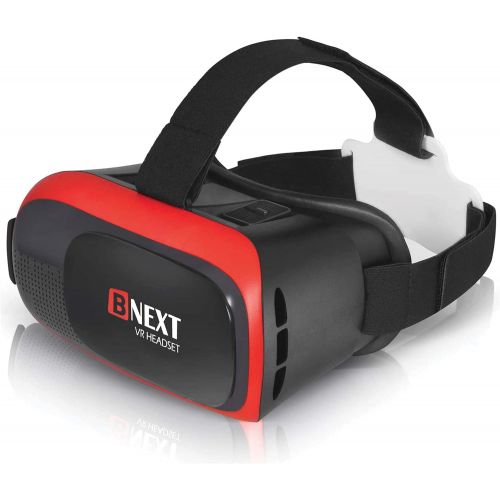  [아마존베스트]BNEXT VR Headset Compatible with iPhone & Android - Universal Virtual Reality Goggles for Kids & Adults - Your Best Mobile Games 360 Movies w/ Soft & Comfortable New 3D VR Glasses (Red)