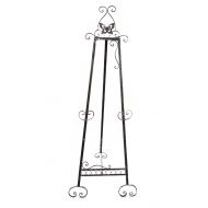 Designstyles Decorative Metal Easel Stand  Adjustable Floor Display for Art Pieces, Signs, Mirrors and Chalk/Dry Erase Boards - 61 Tall, Antique Finished Iron, Pewter - Butterfly Design  by D