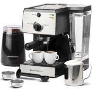 EspressoWorks Espresso Machine & Cappuccino Maker with Milk Steamer- 7 pc All-In-One Barista Bundle Set w/ Built-In Milk Frother (Inc: Coffee Bean Grinder, Milk Frothing Cup, Spoon/Tamper & 2 Cu