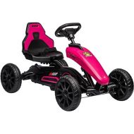 Aosom Kids Pedal Go Kart, Outdoor Ride on Toys with Swing Axle, Adjustable Seat, Handbrake, 4 Shock-Absorbing Wheels, Gift for Boys and Girls Aged 3-8 Years Old, Pink