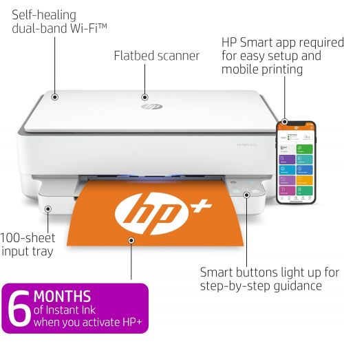 에이치피 HP ENVY 6055e All-in-One Wireless Color Printer, with bonus 6 months free Instant Ink with HP+ (223N1A)