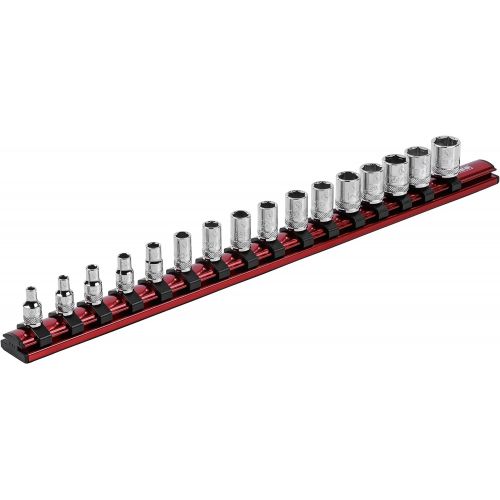  ARES 60127-1/4-Inch Drive Magnetic Socket Organizer - Aluminum Rail Stores up to 16 Sockets and Keeps Your Tool Box Organized