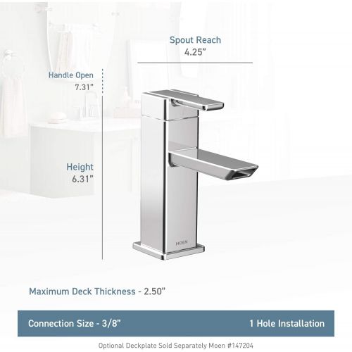  Moen S6700 90 Degree One-Handle Modern Bathroom Faucet with Drain Assembly, Chrome