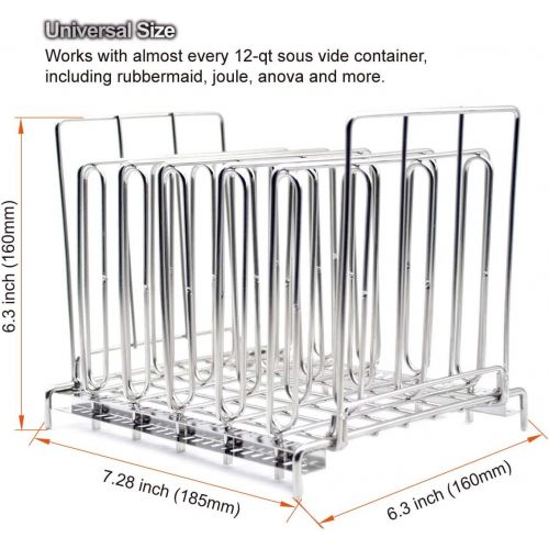  TRIROCK Collapsible Stainless Steel Sous Vide Rack w/ 5 Adjustable Dividers - for Most 12 Qt Containers - Great for Cooking Steak/Lamb/Pork/Fish