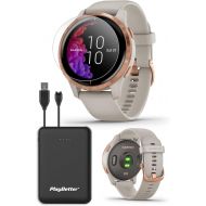[아마존베스트]Garmin Venu (Light Sand/Rose Gold) Power Bundle | +HD Screen Protectors (x4) & PlayBetter Portable Charger | AMOLED Display, Spotify | Fitness GPS Smartwatch