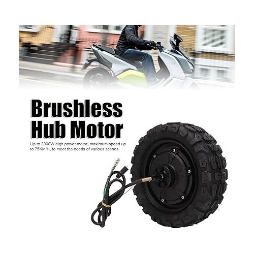 Acouto Scooter Hub Motor 11inch 36V-60V Electric Scooter Brushless Wheel Hub Motor 500W-1500W for Off Road Vehicle Electric Motorcycle