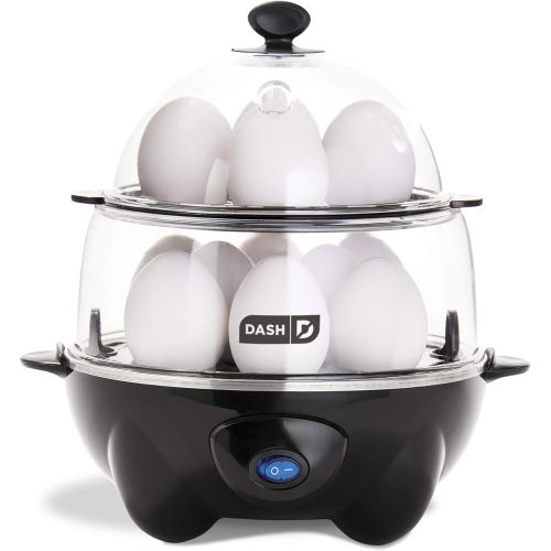  [아마존베스트]DASH Deluxe Rapid Egg Cooker Electric, 12 Capacity, with Auto Shut Off Feature, Black & black Rapid 6 Capacity Electric Cooker with Auto Shut Off Feature, One Size