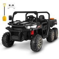 Hikole 24V Ride On Dump Truck for Kids with Remote Control, 2 Seater Battery Powered UTV Vehicles with Electric Dump Bed, 4WD 6 Wheels Ride On Toys for Boys Girls, Black