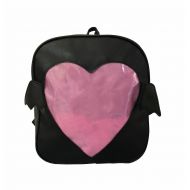 LTFT Girls Black Backpacks Cute Candy Leather Wing Backpack Transparent Love Heart Schoolbags Ita Bag White Daypack