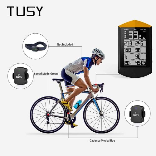  [아마존베스트]TUSY 2-in-1 Cycling Speed Sensor Cadence Sensor for Spin Bike, Bluetooth/ANT+ Magnetless Waterproof RPM Sensor for Exercise Bike