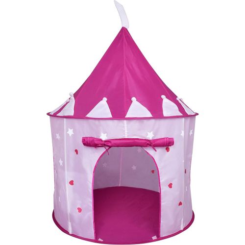  [아마존베스트]Rettebovon Princess Castle Play Tent with Glow in The Dark Stars Foldable Pop Up Pink Play Tent/House Toy for Indoor Kids Tent & Outdoor Children Tent Girls Gifts