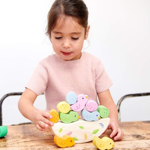  Tender Leaf Toys Rocking Baby Birds 12 Piece Balance Toy - STEM Toy - Early Learning to Develop Strategic Thinking and Fine Motor Skills - Wooden Toy Stack & Balance Educational Game