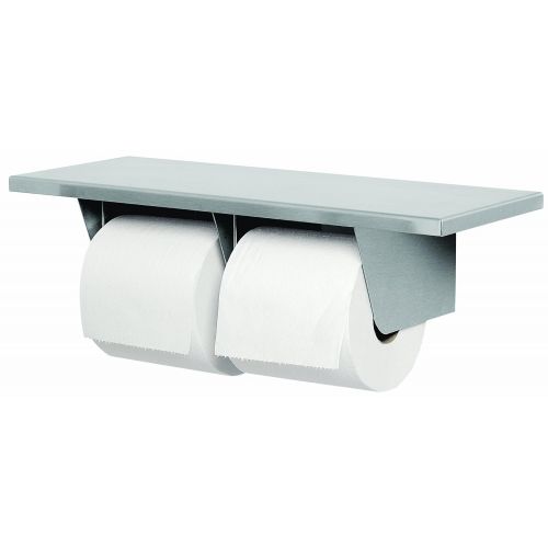  Bradley 5263-000000 Gauge Stainless Steel Toilet Tissue Dispenser with Shelf, 16 Width x 3-15/16 Height x 6 Depth