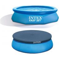 Intex 10x30x30 Inflatable Round Swimming Pool & 10 Pool Debris Cover Tarp
