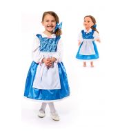 Little Adventures Beauty Day Princess Dress Up Costume with Hairbow & Matching Doll Dress (X-Large (Age 7-9))