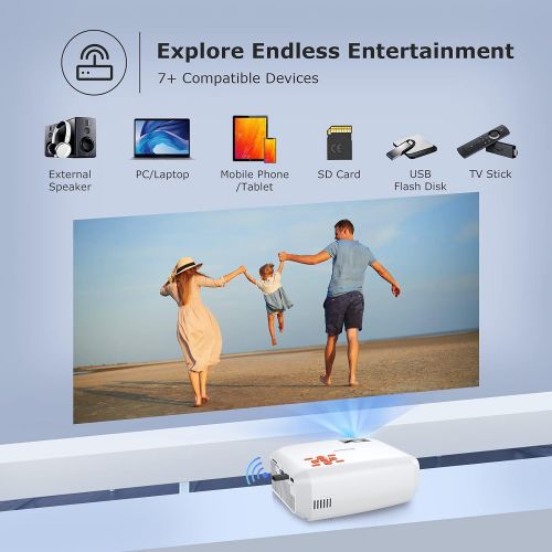  Bonsaii TV Projector, Support 1080P Outdoor Movie Projector for Home, Video Projector Compatible with Phone Wired Synchronization/Streaming Stick/HDMI/VGA/TF/USB/TVBox/Laptop