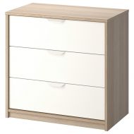 IKEA.. 503.185.72 Askvoll 3-Drawer Chest, White Stained Oak Effect, White